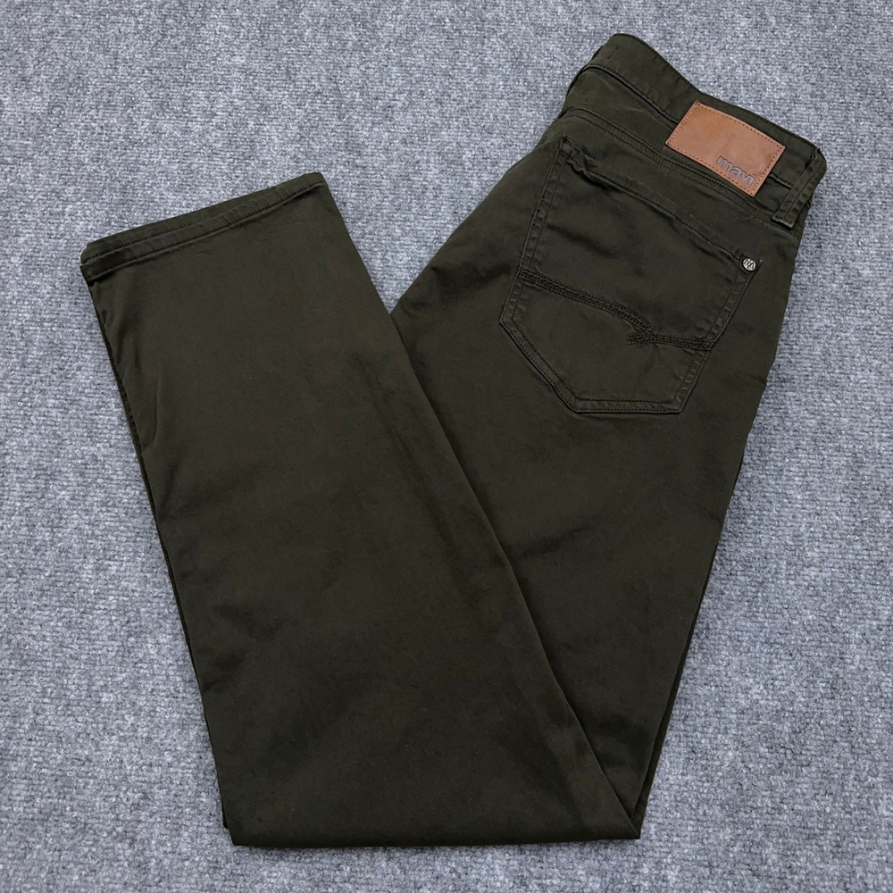 Mavi Zach Straight Leg Pant Men 34x32 Dark Olive Green Five-Pocket Stretch Chino